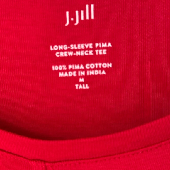 J. Jill Red Long Sleeve Top with Striped Accents - Picture 3 of 8